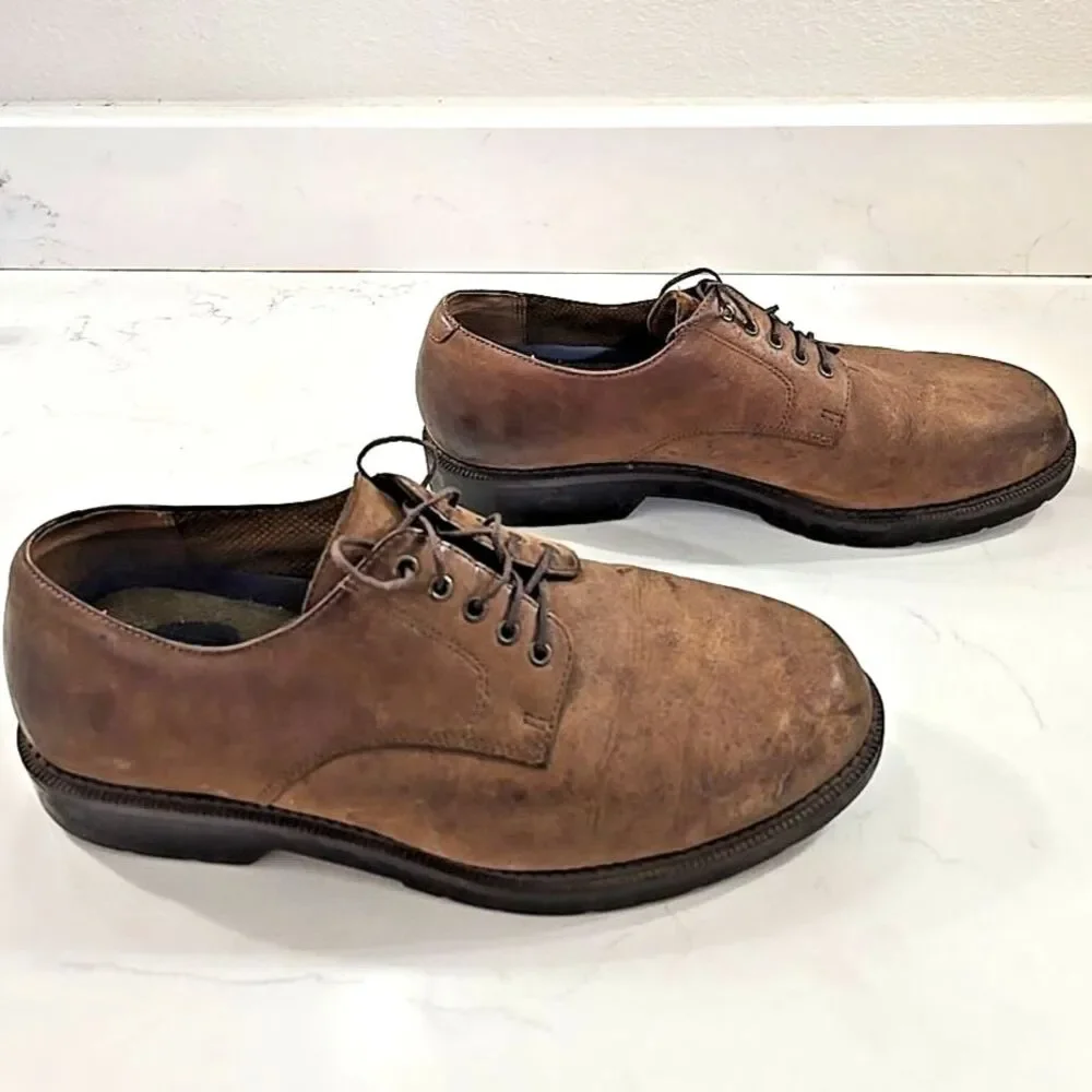Dockers Brown Leather Suede Oxford Lace Up Shoe Mens Sz 10w Wide Comfort 90-2001